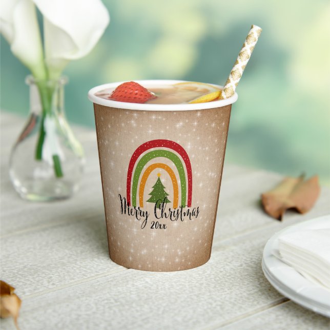 Modern Rainbow Christmas Tree 20xx Add Year Paper Cups (Insitu)