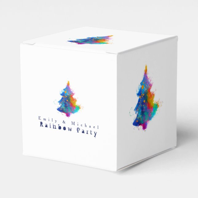 Modern Rainbow Christmas Tree Custom Small Favor Boxes (Front Side)