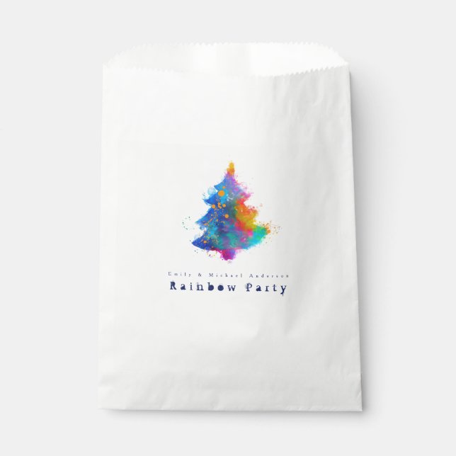 Modern Rainbow Christmas Tree Personalized Favor Bag (Front)