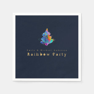 Modern Rainbow Christmas Tree Personalized Party Napkins