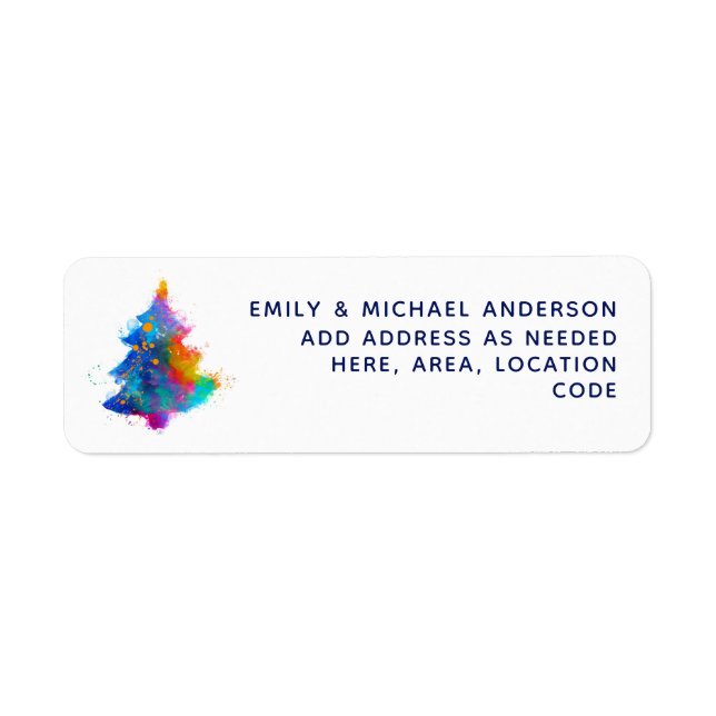 Modern Rainbow Christmas Tree Return Address Label (Front)