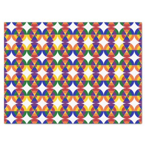 Modern Rainbow Circle White Star Geometric Pattern Tissue Paper