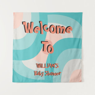 Modern Rainbow Color Typography BabyShower Welcome Tapestry