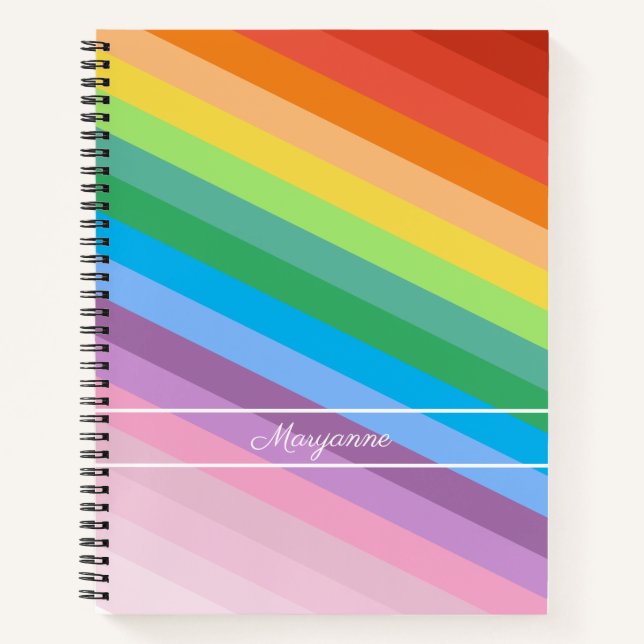 Modern Rainbow Colored Stripes Notebook (Front)