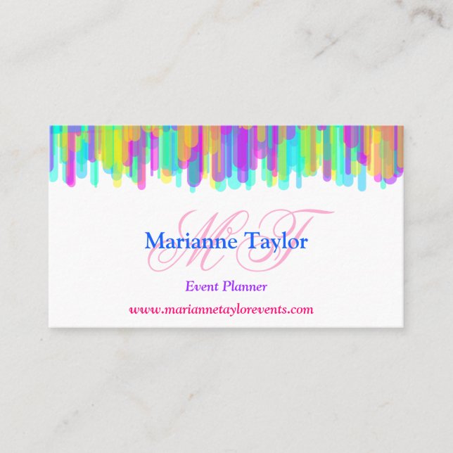 Modern Rainbow Colorful Drip Business Card (Front)
