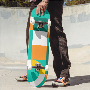Modern Rainbow Colorful Geometric Pattern Skateboard