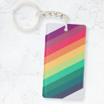 Modern Rainbow | Colorful Stripe LGBT Gay Pride Keychain<br><div class="desc">A beautiful rainbow design with bold diagonal striped colors of purple,  pink,  orange,  yellow,  green and blue,  inspired by hope and love. The perfect symbol to raise awareness for LGBT right and celebrate gay pride,  or for anyone who loves this cute muted rainbow desigin!</div>