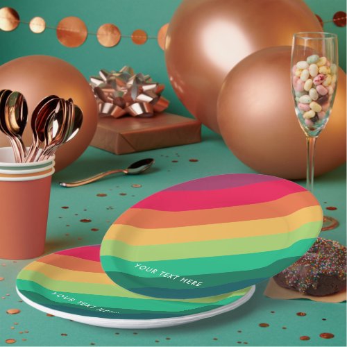 Modern Rainbow  Colorful Stripe LGBT Gay Pride Paper Plates