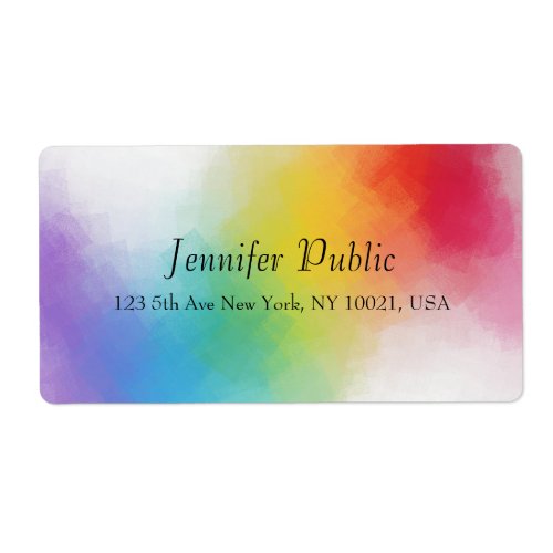 Modern Rainbow Colors Abstract Custom Template Label