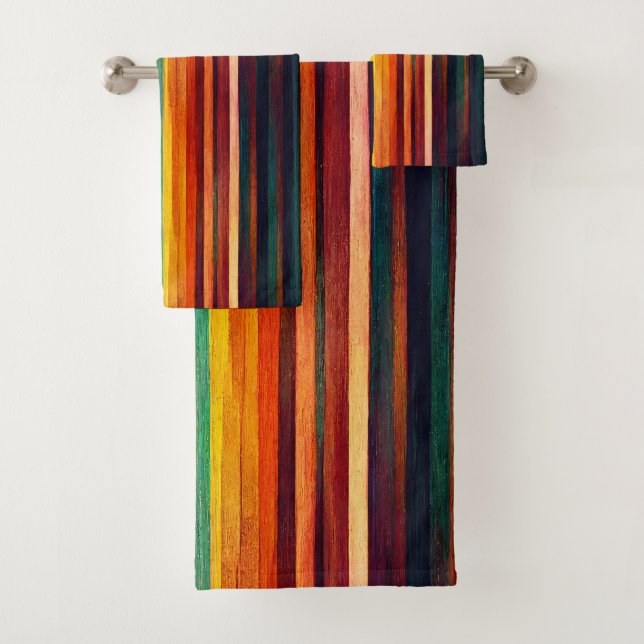 Modern Rainbow Colors Bath Towel Set (Insitu)