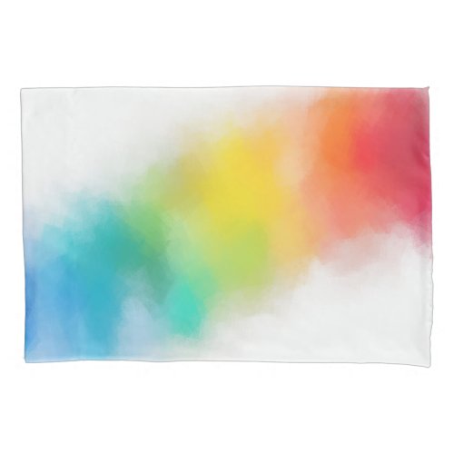 Modern Rainbow Colors Pink Red Blue Purple Yellow Pillow Case