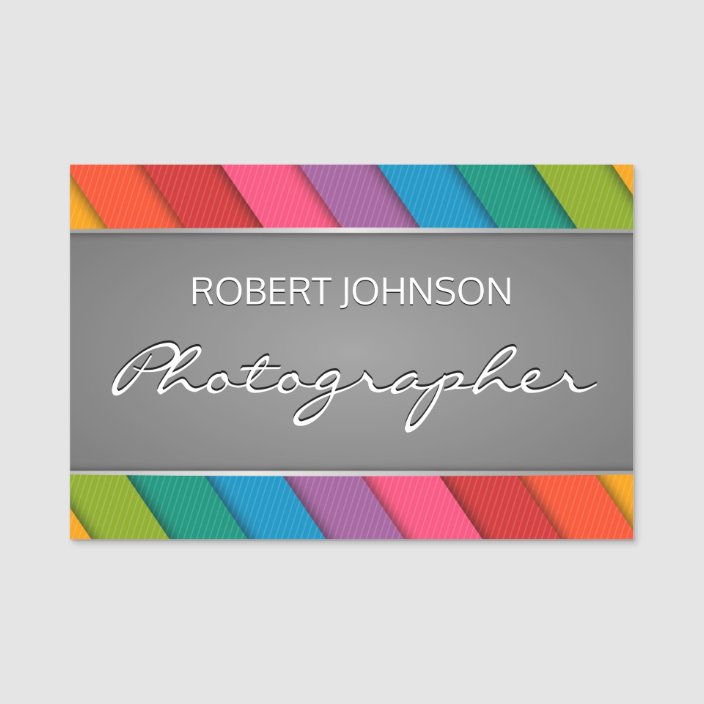 Modern Rainbow Colors Professional Photographer Name Tag