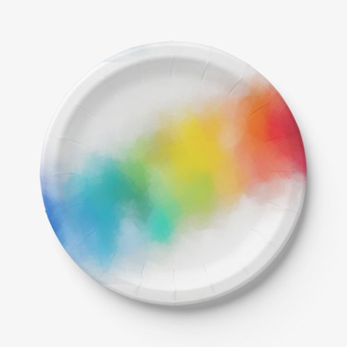 Modern Rainbow Colors Trendy Pink Red Blue Purple Paper Plates