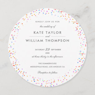 Modern Rainbow Confetti Photo Wedding Invitation