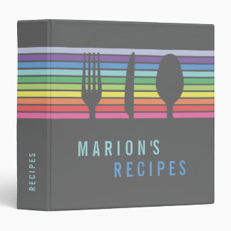 Modern Rainbow Cooking Cutlery Recipe Binder