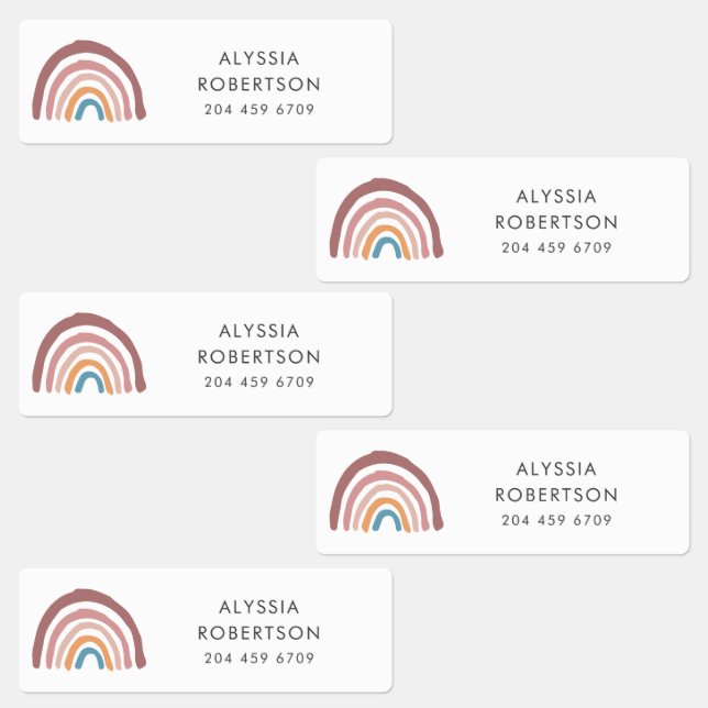 Modern Rainbow Cute School Custom Kids' Labels (Group)