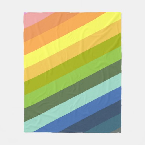 Modern Rainbow Diagonal Stripes Geometric Pattern  Fleece Blanket