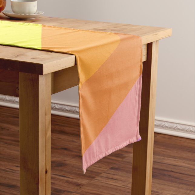 Modern Rainbow Diagonal Stripes Geometric Pattern  Short Table Runner (In Situ)