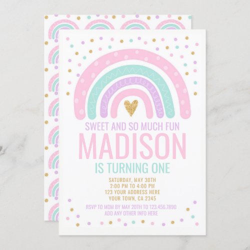 Modern Rainbow First Birthday Invitation