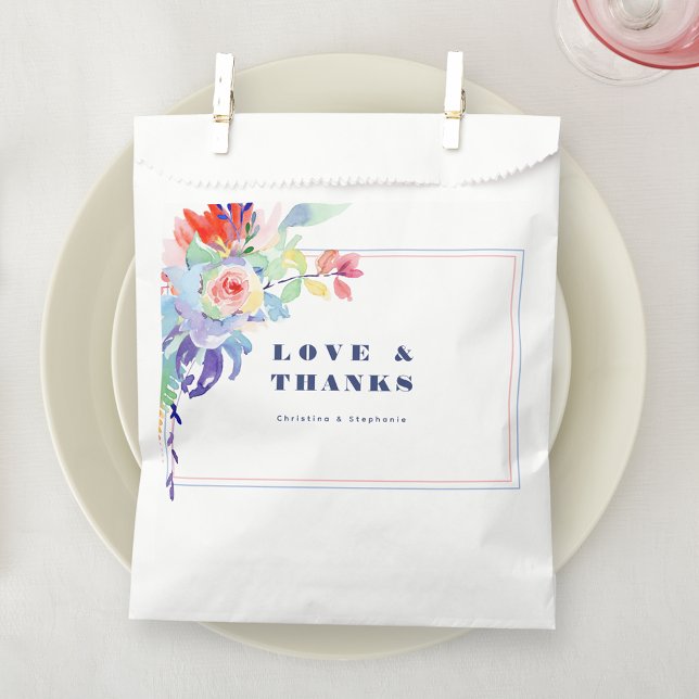 Modern Rainbow Floral LGBTQ Wedding Favor Bag (Creator Uploaded)