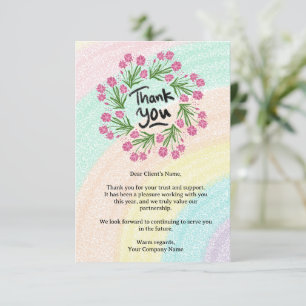 Modern Rainbow Floral Small Business Client Thank You Card