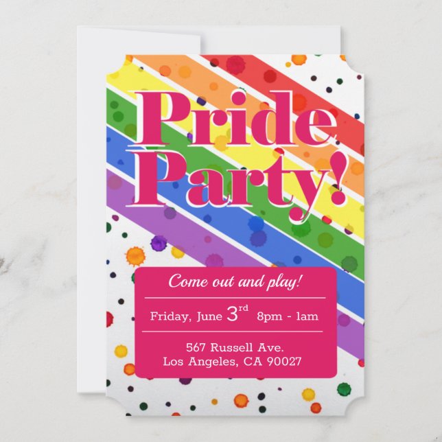 Modern Rainbow Gay Pride Flag Party Watercolor Ann Announcement (Front)
