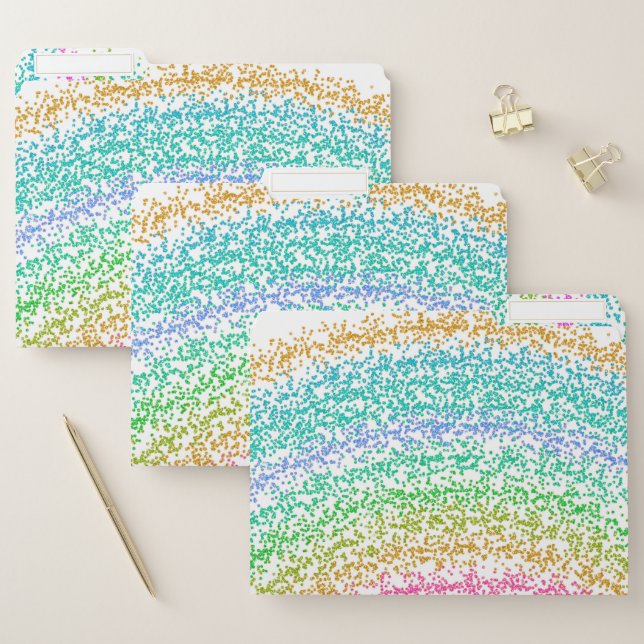 Modern Rainbow Glitter Dots Design File Folder (Set)