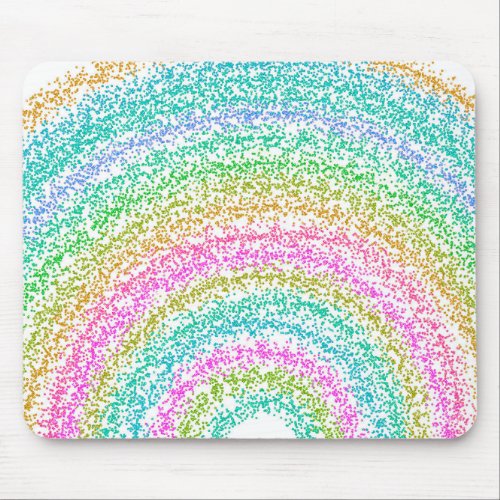 Modern Rainbow Glitter Dots Design Mouse Pad