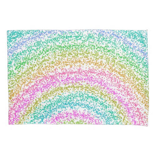 Modern Rainbow Glitter Dots Design Pillow Case