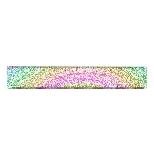 Modern Rainbow Glitter Dots Design Ruler