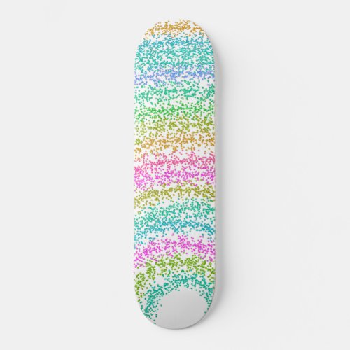 Modern Rainbow Glitter Dots Design Skateboard