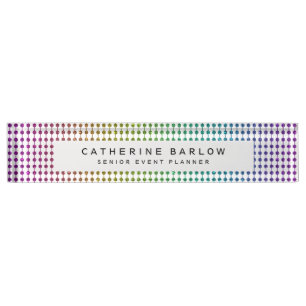 Modern Rainbow Glitter Dots Desk Name Plate