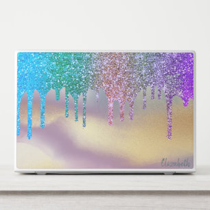 Modern Rainbow Glitter Drips Colorful HP Laptop Skin