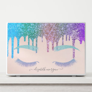 Modern Rainbow Glitter Drips Glitter Faux Lashes HP Laptop Skin
