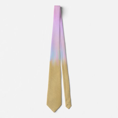 Modern Rainbow Gold Brush strokes Design Neck Tie