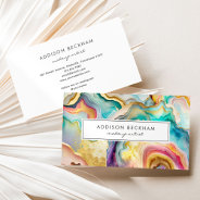 Modern Rainbow Gold Colorful Abstract Watercolor Business Card at Zazzle