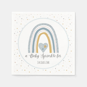 Modern Rainbow Gold Dusty Blue Boy Baby Sprinkle Napkins
