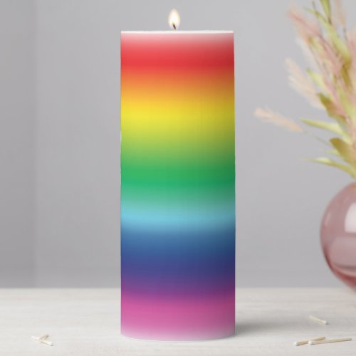 Modern rainbow gradient colors gay pride lgbt pillar candle