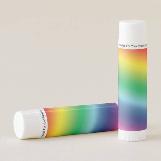 Modern rainbow gradient colors ombre pattern fun lip balm (Front)