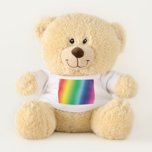 Modern rainbow gradient colors ombre pattern fun teddy bear (Front)