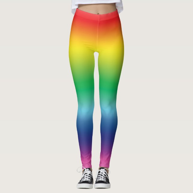 Modern rainbow gradient colors pattern cool leggings (Front)