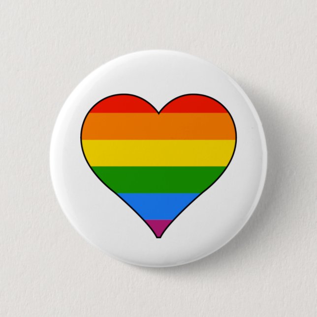 Modern Rainbow Heart Gay Pride Custom Size  Button (Front)