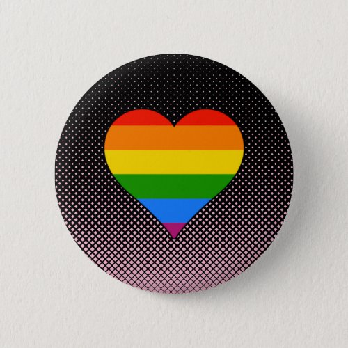 Modern Rainbow Heart with Unique Black Design Button
