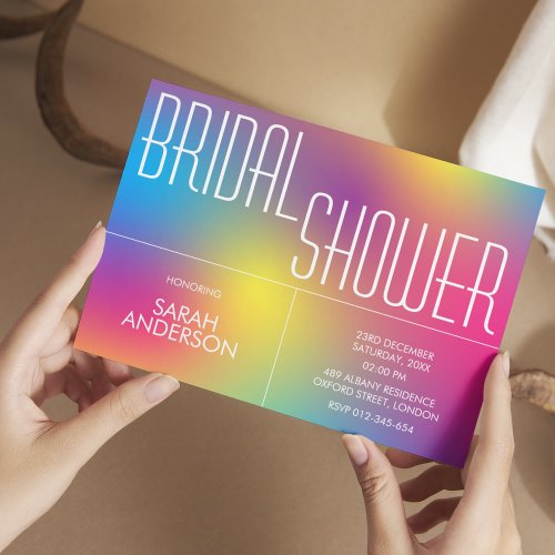 Modern Rainbow Holographic Bridal Shower Invitation