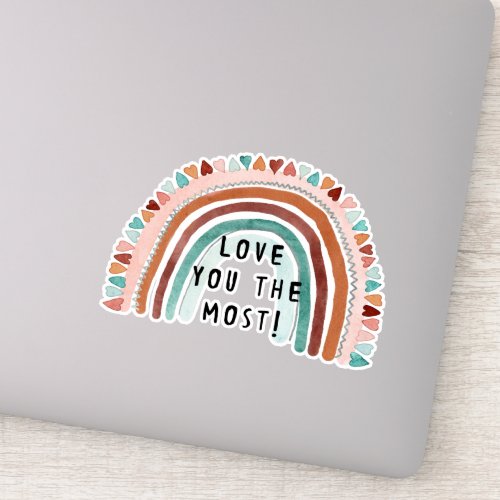 Modern Rainbow I Love You the Most Heart Rust Teal Sticker