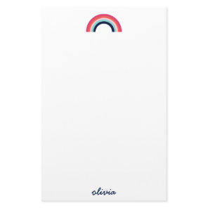 Modern Rainbow in Blue Script Name Stationery