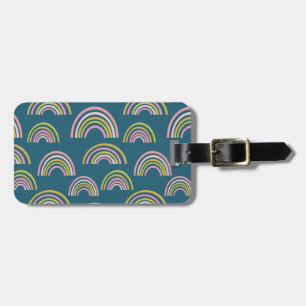 Modern Rainbow in Pink, Green, and Dark Blue Luggage Tag