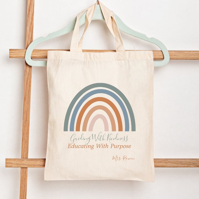 Modern Rainbow Inspirational Teacher Appreciation Tote Bag (Modern Rainbow Inspirational Teacher Appreciation Tote Bag)