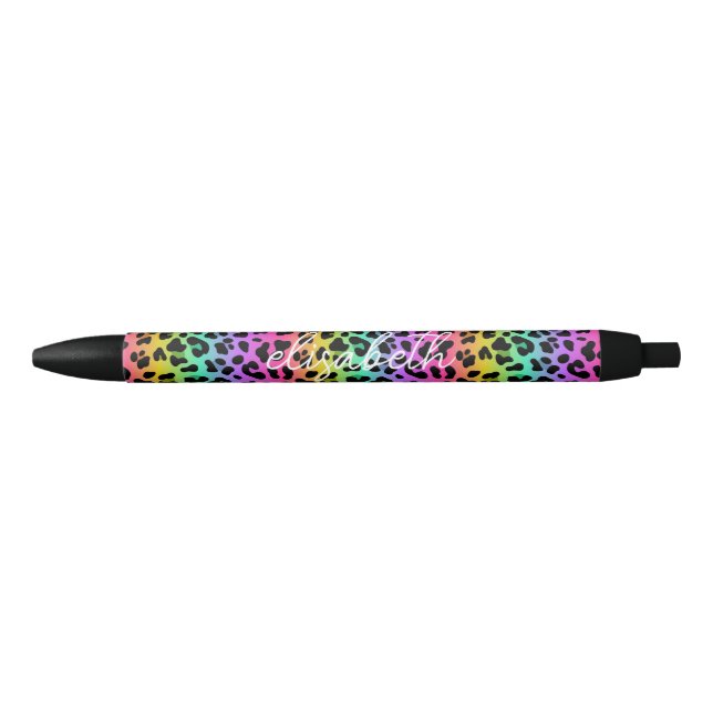 Modern Rainbow Leopard Skin Pattern Monogram Pen (Front)