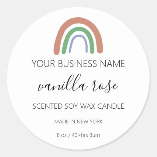 Modern Rainbow Logo Soy Candle Labels